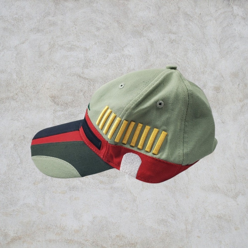 Star Wars Boba Fett Helmet Baseball Cap Adjustable Green Red Hat - Picture 2 of 6